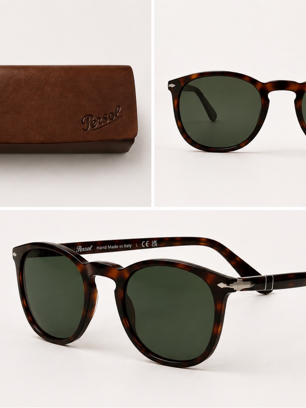 Like New with Case! Persol Tortoiseshell Frame Sunglasses with Green Lenses